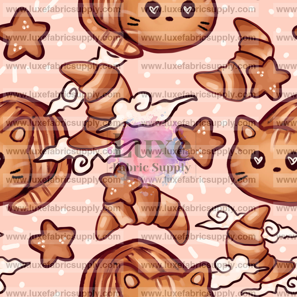 Breadimals Cat Croissants Muted Pink Background Lfs Catalog
