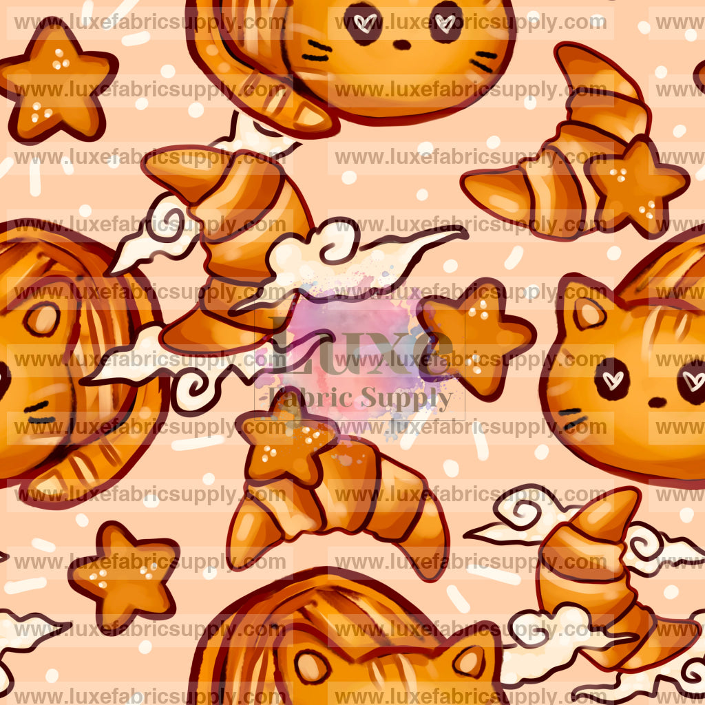 Breadimals Cat Croissants Peach Background Lfs Catalog