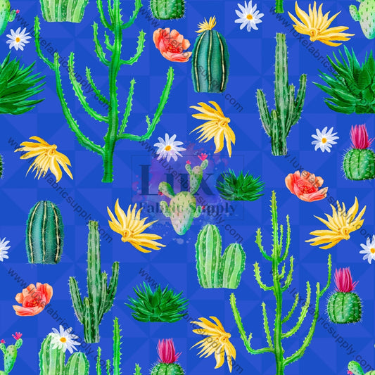 Cobalt Cool Cactus Fabric Fabrics