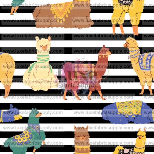 Colorful Llamas On Black Stripes Lfs Catalog