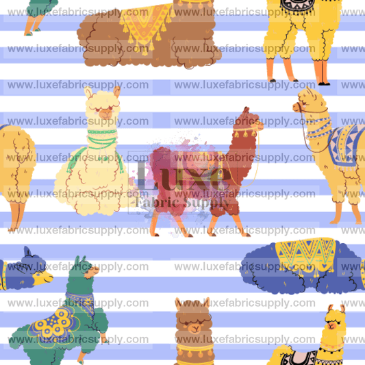 Colorful Llamas On Blue Stripes Lfs Catalog