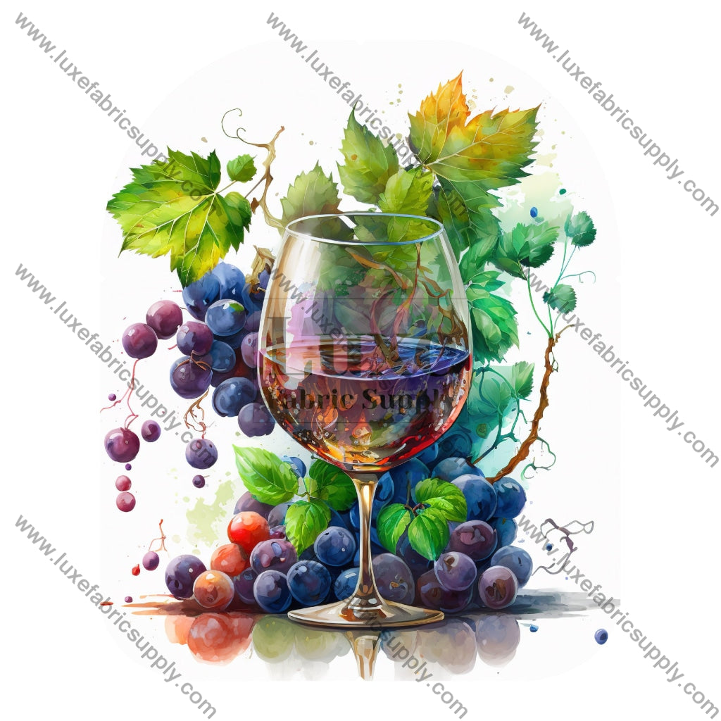 Grapes And Wine - Mav 100% Main Body Panel Glass Of 2 / Smooth Faux Leather