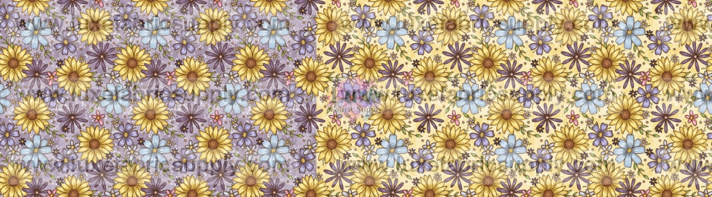 Hsd Crystal And Floral - Two Tone Bow Purple Yellow Flower Strip