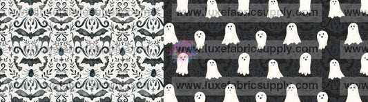 Little Boo - Two Tone Bow Cnr Black And White Ghosts Strip