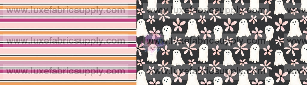 Little Boo - Two Tone Bow Cnr Ghost Flowers Strip