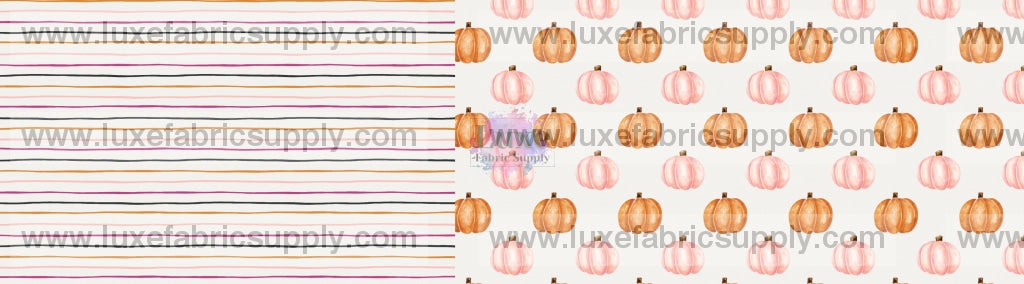 Little Boo - Two Tone Bow Cnr Pumpkins Strip
