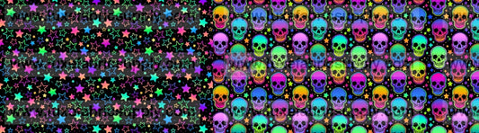 Neon Bright Skulls - Two Tone Bow