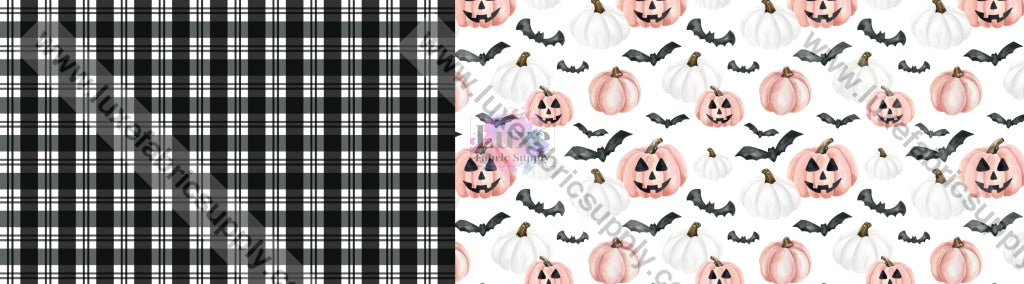 October Moon - Two Tone Bow Cnr Black Plaid And Bats Strip