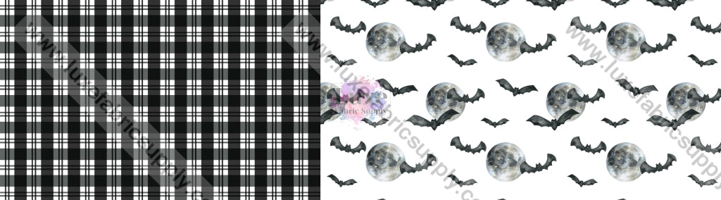 October Moon - Two Tone Bow Cnr Black Plaid And Moons Strip