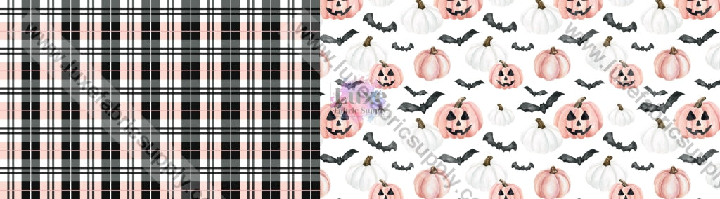 October Moon - Two Tone Bow Cnr Pink Black And Bats Strip