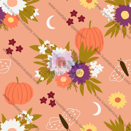 Pumpkin Floral On Peach _ Enchanted Fall Fvs Catalog