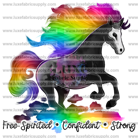 Rainbow Horse Familiar W/ Text Sublimation