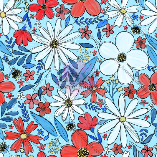 Sketchy Red White Blue Floral Lfs Catalog