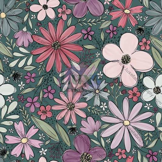 Sketchy Teal Floral Lfs Catalog