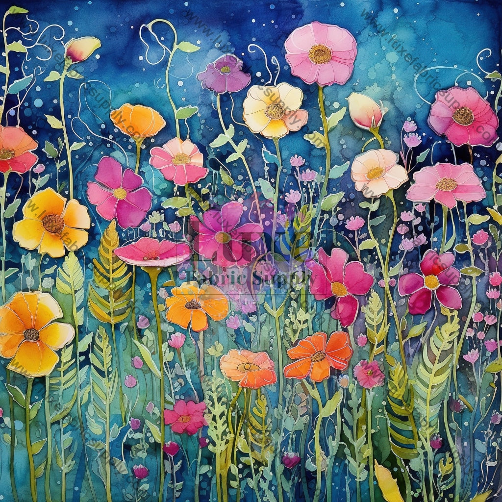 Watercolor Flowers - Bag Panel Design 11