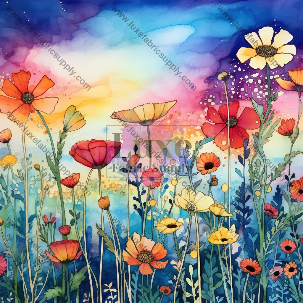Watercolor Flowers - Bag Panel Design 15