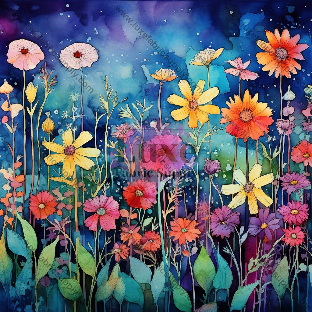 Watercolor Flowers - Bag Panel Design 6
