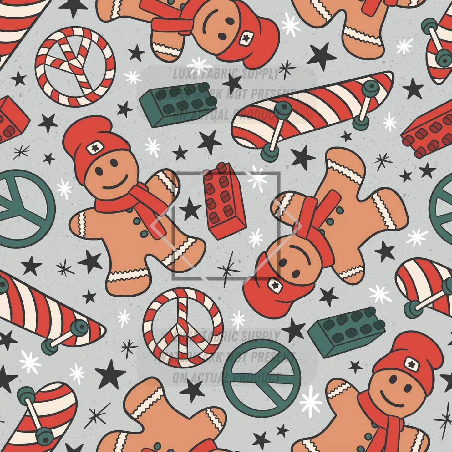 CP0033- Skater Gingerbread Christmas Fabric