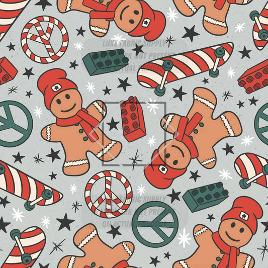 CP0033- Skater Gingerbread Christmas Fabric