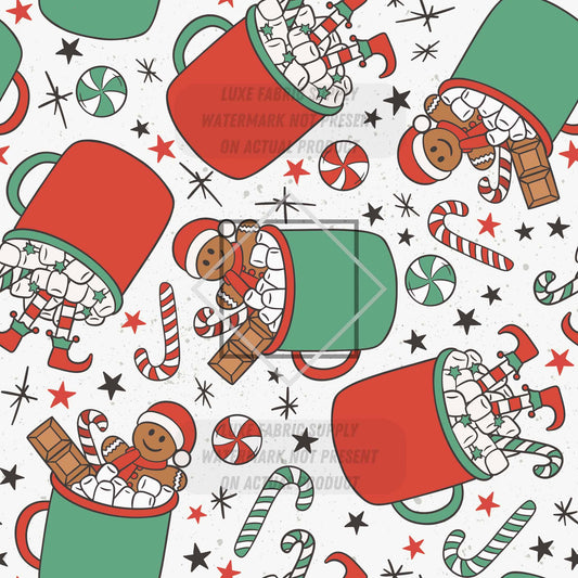 CP0034 - Gingerbread Candy Cane Cocoa Fabric
