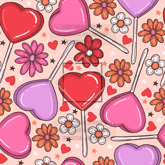 Heart Lollipops Fabric