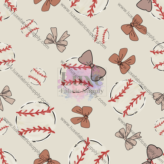 Baseball And Bows Fabric Fabrics