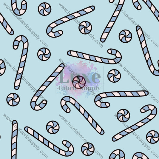 Blue Candy Canes Fabric