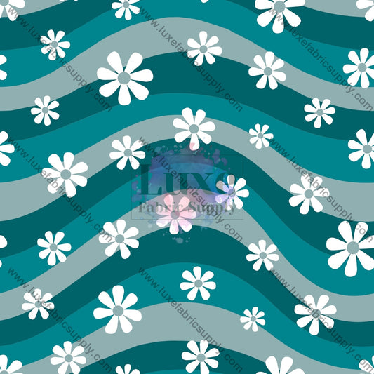 Blue Daisy Wave Fabric Fabrics