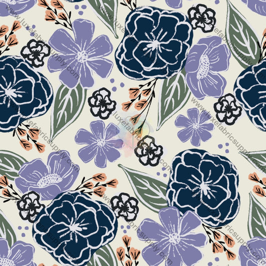 Blue Flowers 2 Fabric Fabrics