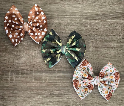 hair bows made from luxe bullet material
