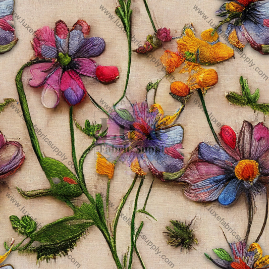 Embrodiery Flowers 1 - Fabric Fabrics
