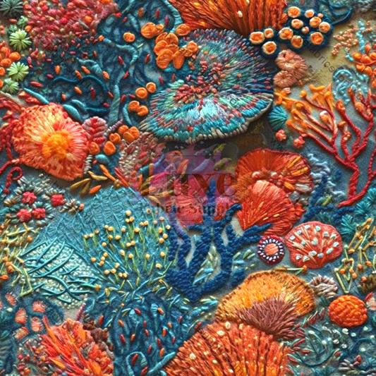 Embroidery Sea Shells 3 - Fabric Fabrics
