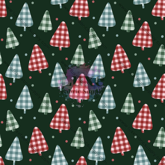 Gingham Trees Forest Fabric