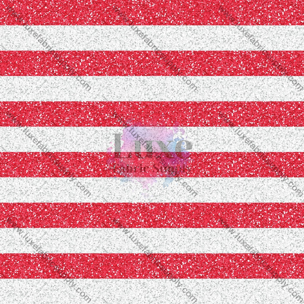 Glitter Red And White Stripes Fabric Fabrics