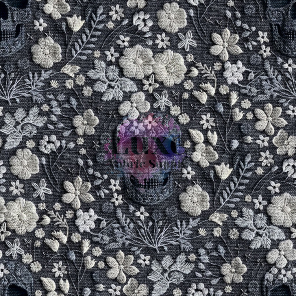 Grey Skull Floral Embroidery Lfs Catalog