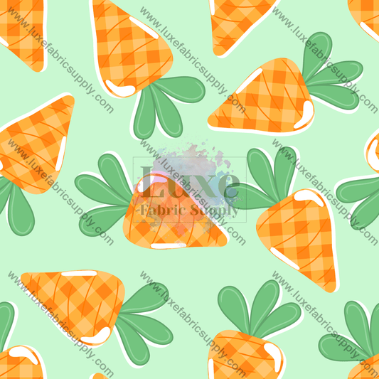 Orange Gingham Carrots Fabric Fabrics