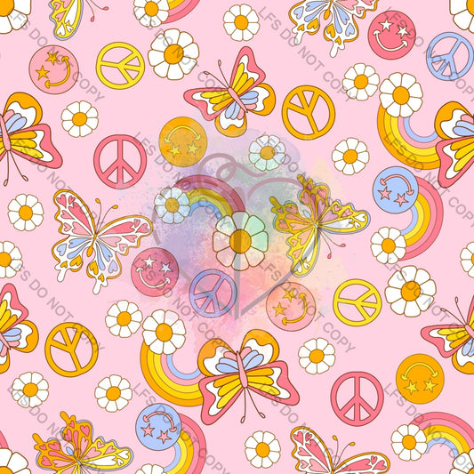 Pgc0010 - Smiley Rainbow Butterfly Peace Bright