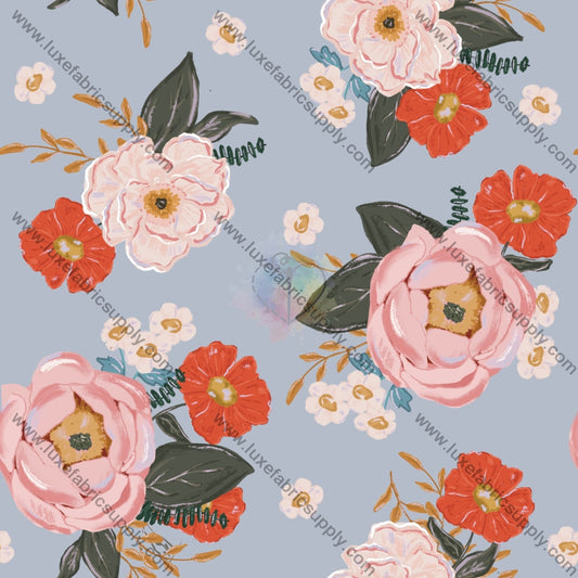 Pink And Redorange Flowers 2 Fabric Fabrics