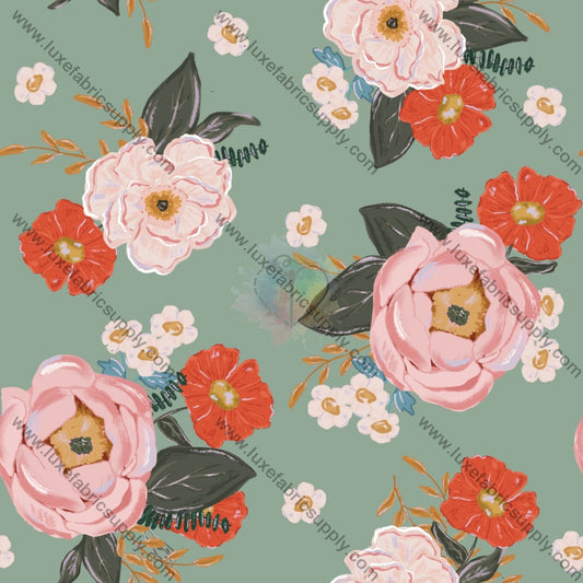 Pink And Redorange Flowers 3 Fabric Fabrics