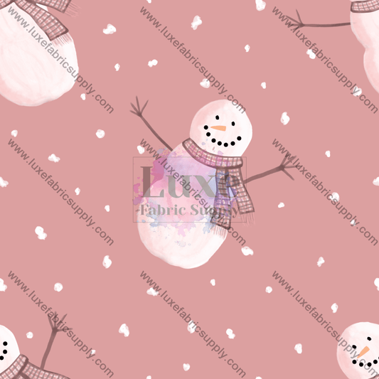 Pink Snowman Fabric Fabrics