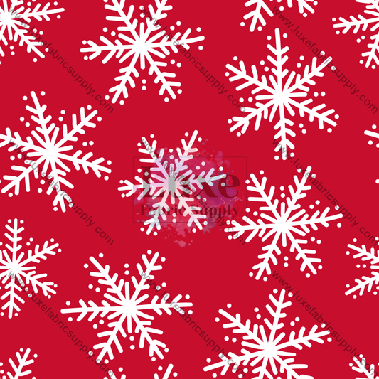 Red Snowflakes Fabric Fabrics