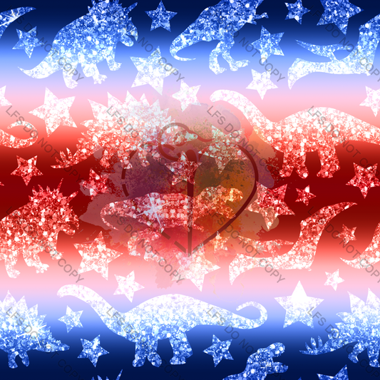 Rgg0107 - Glitter Dinos Red White And Blue