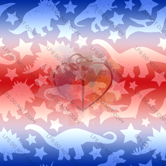 Rgg0111 - Gradient Dinos Red White And Blue