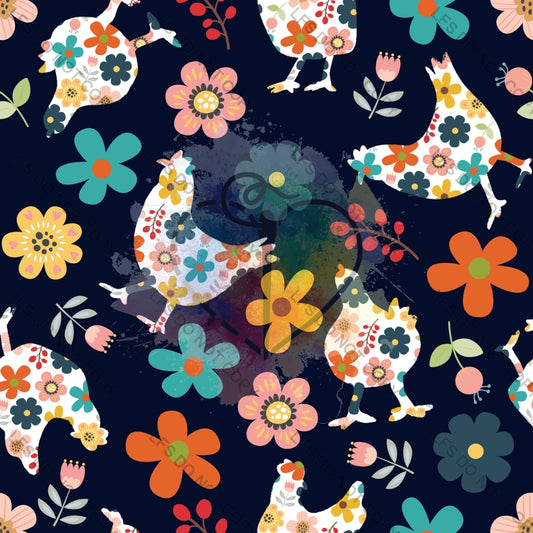 Wd00046 - Floral Chickens