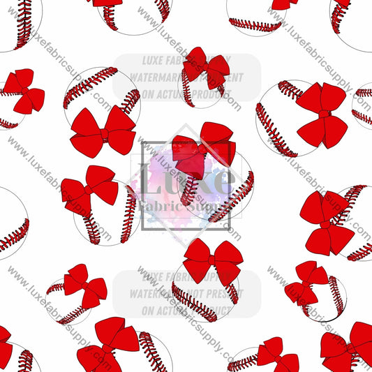 Wfg0012 Baseball & Red Bows Fabric