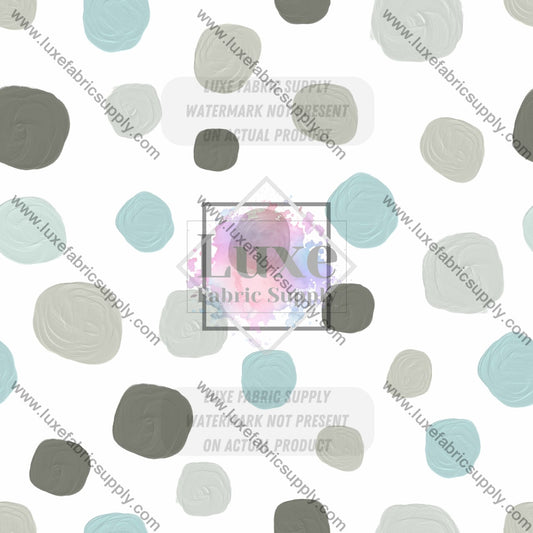 Wfg0030 Greenish Grey & Blue Dots Fabric